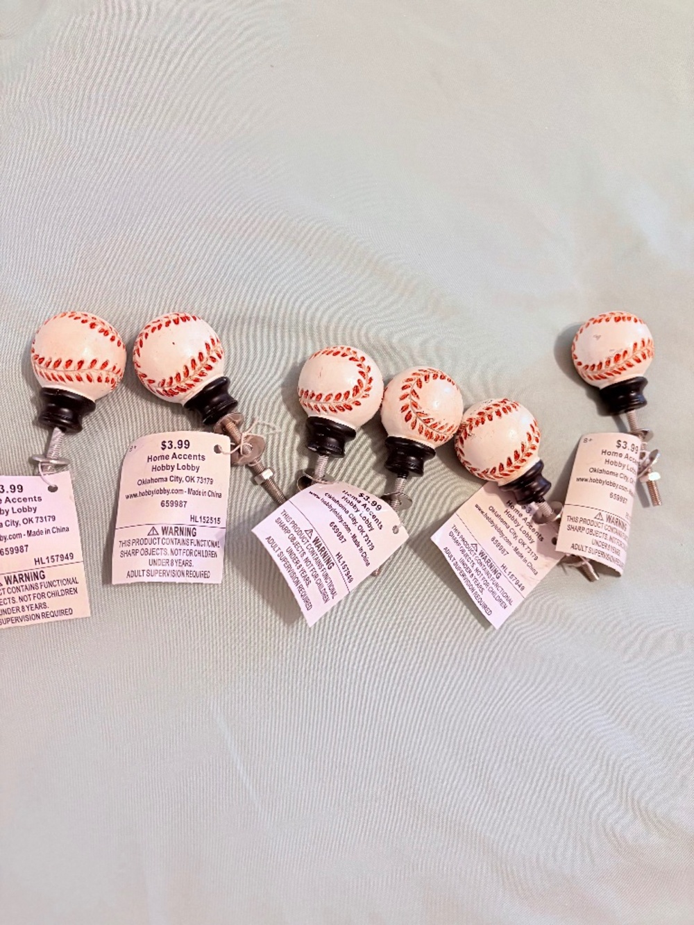 Hobby Lobby Baseball themed drawer handles (6 pieces)